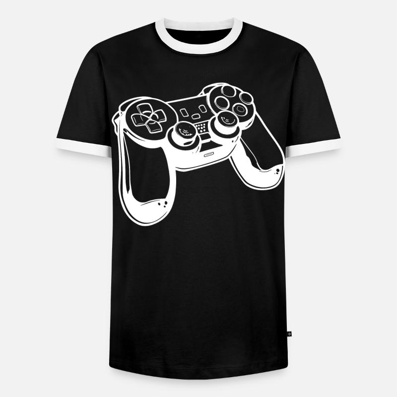 Game Controller Sketch - Men's Ringer Shirt - black/white