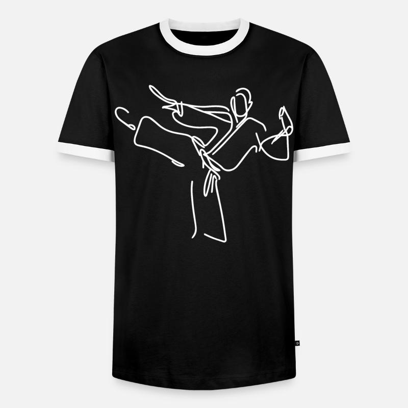 Karateka Drawing - Men's Ringer Shirt - black/white
