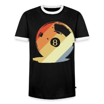 Retro Billiard Ball Graphic - Men's Ringer Shirt - black/white - Front - AI Model Female 172 light (172cm) & AI Model Male 178 light (178cm)