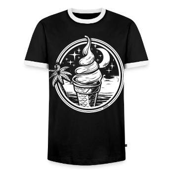 Dessin de crème glacée - T-shirt contrasté Homme - noir/blanc - Devant - AI Model Female 172 light (172cm) & AI Model Male 178 light (178cm)