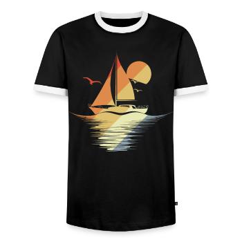 Voile Vintage Graphique - T-shirt contrasté Homme - noir/blanc - Devant - AI Model Female 172 light (172cm) & AI Model Male 178 light (178cm)