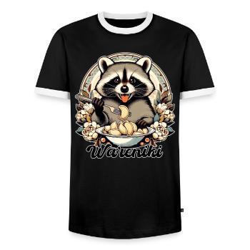 Wareniki Waschbär süß Geschenk - Männer Kontrast-T-Shirt - Schwarz/Weiß - Vorne - AI Model Female 172 light (172cm) & AI Model Male 178 light (178cm)