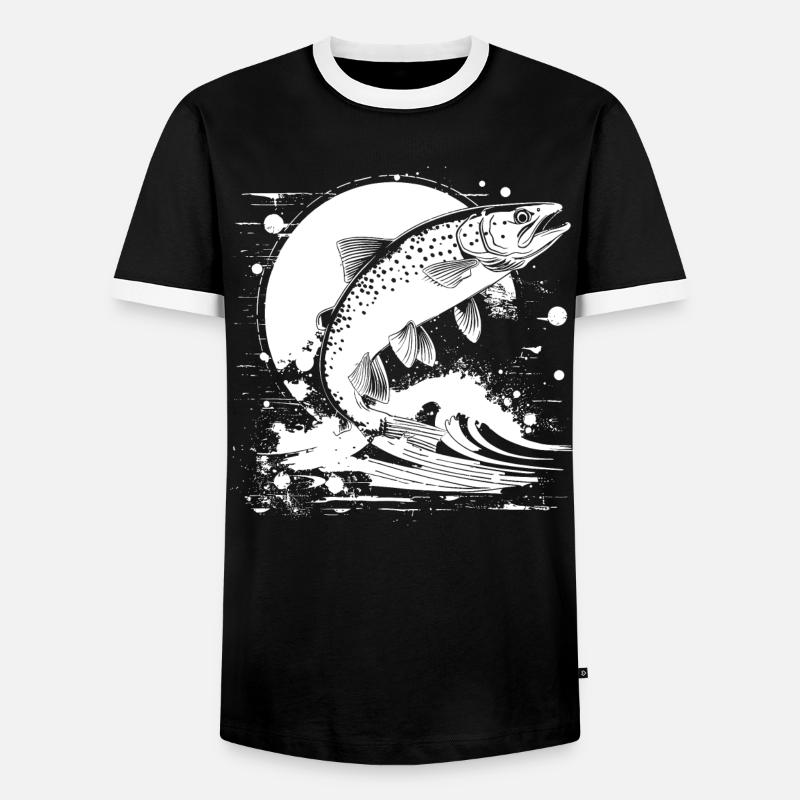 Fischerei Grafik - Männer Kontrast-T-Shirt - Schwarz/Weiß