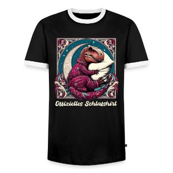 T-Rex Schlafen Offizielles Schlafshirt Geschenk - Männer Kontrast-T-Shirt - Schwarz/Weiß - Vorne - AI Model Female 172 light (172cm) & AI Model Male 178 light (178cm)