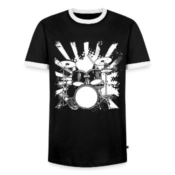 Trapset Zeichnung - Männer Kontrast-T-Shirt - Schwarz/Weiß - Vorne - AI Model Female 172 light (172cm) & AI Model Male 178 light (178cm)