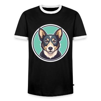 Danois Suédois Chien Race Chien Dessin Animé Kawaii - T-shirt contrasté Homme - noir/blanc - Devant - AI Model Female 172 light (172cm) & AI Model Male 178 light (178cm)