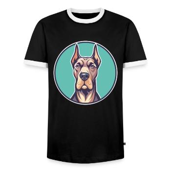Deutsche Dogge Hunderasse Cartoon Kawaii Clipart Tier - Männer Kontrast-T-Shirt - Schwarz/Weiß - Vorne - AI Model Female 172 light (172cm) & AI Model Male 178 light (178cm)