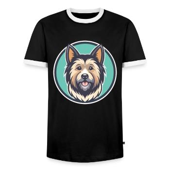 Hmong Bobtail Dog Breed Cartoon Kawaii Clipart Pet - Men's Ringer Shirt - black/white - Front - AI Model Female 172 light (172cm) & AI Model Male 178 light (178cm)