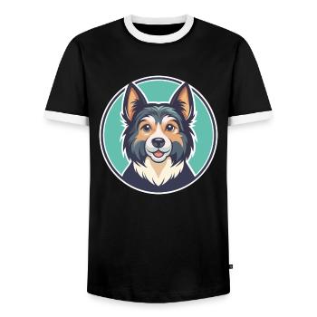 Gonczy Polski Hund Rasse Cartoon Kawaii Clipart Haustier - Männer Kontrast-T-Shirt - Schwarz/Weiß - Vorne - AI Model Female 172 light (172cm) & AI Model Male 178 light (178cm)