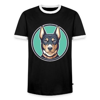 Jamthund Dog Breed Colorful Cartoon Kawaii Clipart - Men's Ringer Shirt - black/white - Front - AI Model Female 172 light (172cm) & AI Model Male 178 light (178cm)