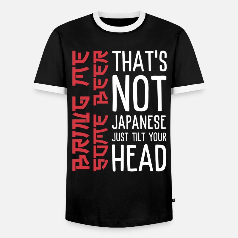 Witziger Bier Spruch mit Japanischer Ästhetik   - Männer Kontrast-T-Shirt - Schwarz/Weiß