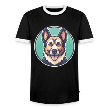 Magyar Agar Chien Race Drôle Dessin animé Kawaii Clipart - T-shirt contrasté Homme - noir/blanc - Devant - AI Model Female 172 light (172cm) & AI Model Male 178 light (178cm)