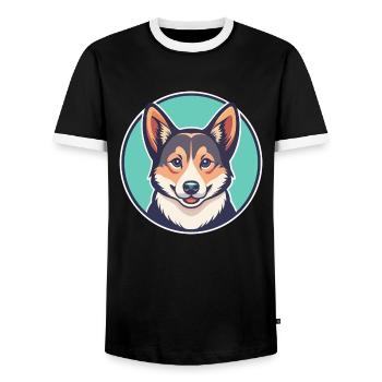Norwegischer Lundehund Hunderasse Lustige Karikatur Kawaii - Männer Kontrast-T-Shirt - Schwarz/Weiß - Vorne - AI Model Female 172 light (172cm) & AI Model Male 178 light (178cm)