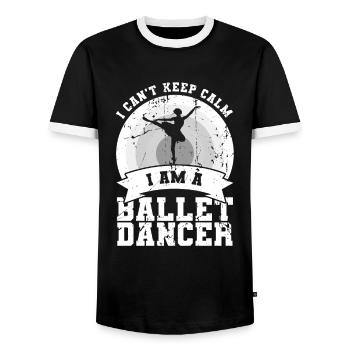 I'm a ballet dancer - Men's Ringer Shirt - black/white - Front - AI Model Female 172 light (172cm) & AI Model Male 178 light (178cm)