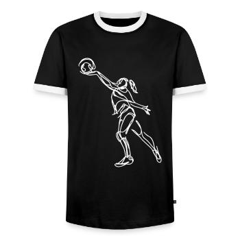 Female Volleyball Player Sketch - Men's Ringer Shirt - black/white - Front - AI Model Female 172 light (172cm) & AI Model Male 178 light (178cm)