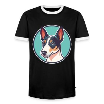 Renard Terrier Lisse Race Chien Dessin Animé Kawaii - T-shirt contrasté Homme - noir/blanc - Devant - AI Model Female 172 light (172cm) & AI Model Male 178 light (178cm)
