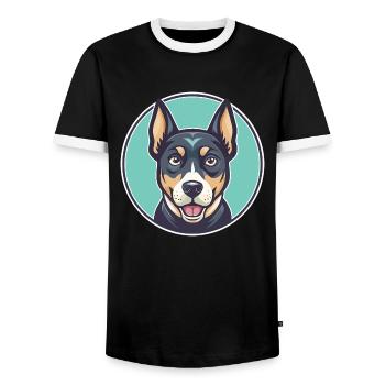 Treeing Cur Hund Rasse Lustige Karikatur Kawaii Clipart - Männer Kontrast-T-Shirt - Schwarz/Weiß - Vorne - AI Model Female 172 light (172cm) & AI Model Male 178 light (178cm)