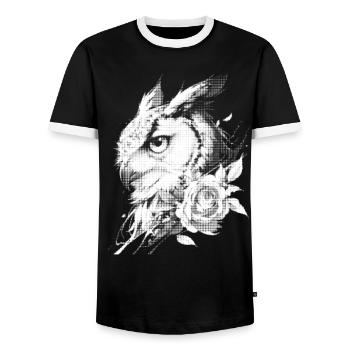 Rose Eule Blumen Ästhetik Nachteule Vogel Geschenk - Männer Kontrast-T-Shirt - Schwarz/Weiß - Vorne - AI Model Female 172 light (172cm) & AI Model Male 178 light (178cm)