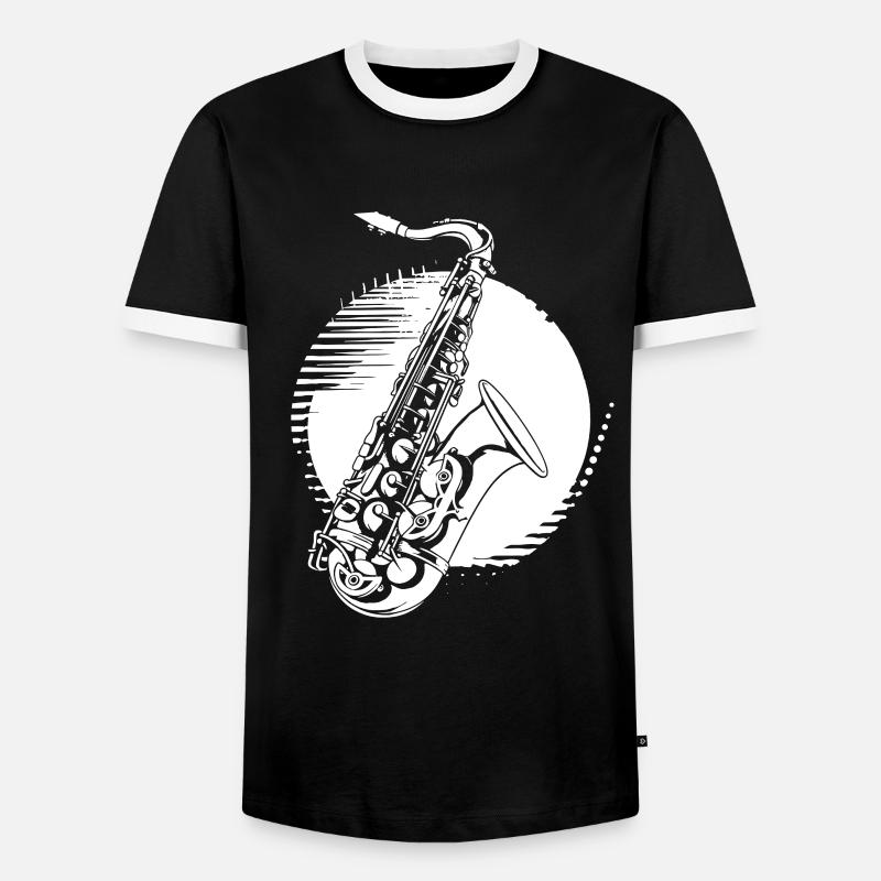 Saxophone Graphics - Men's Ringer Shirt - black/white