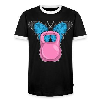 Bodybuilding papillon avec haltères - T-shirt contrasté Homme - noir/blanc - Devant - AI Model Female 172 light (172cm) & AI Model Male 178 light (178cm)