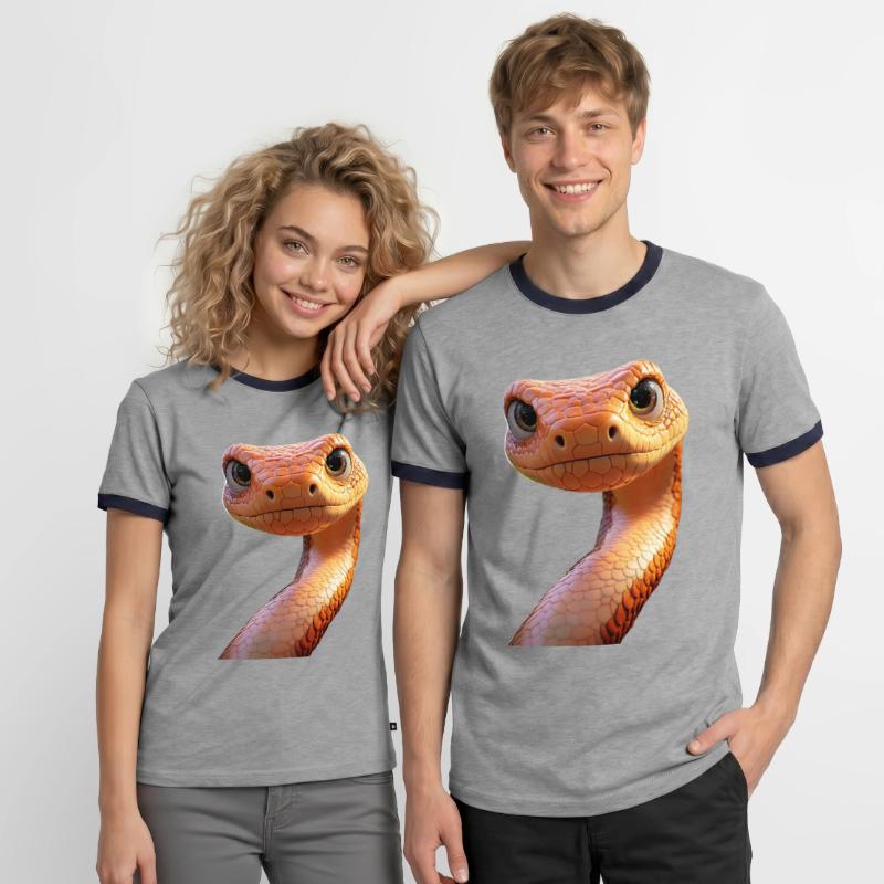 Serpent Python Cobra Mamba Serpent à sonnettes Serpent T-shirt contrasté Homme