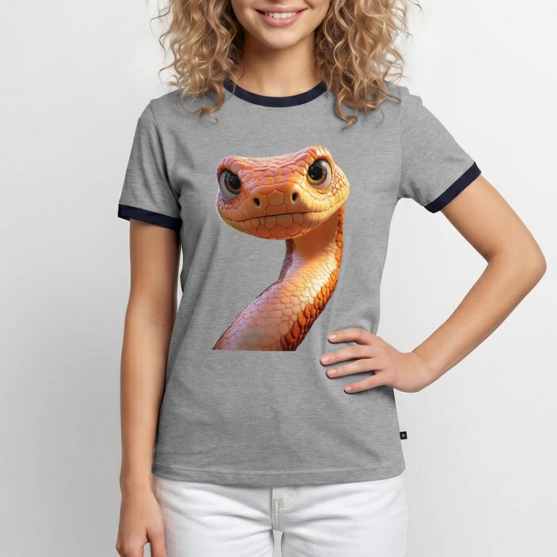 Serpent Python Cobra Mamba Serpent à sonnettes Serpent T-shirt contrasté Homme