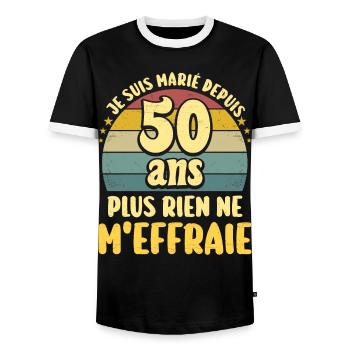 Marié 50 Ans Fête 50 Ans De Mariage - T-shirt contrasté Homme - noir/blanc - Devant - AI Model Female 172 light (172cm) & AI Model Male 178 light (178cm)