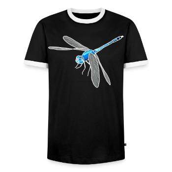 Dragonfly lineart - Men's Ringer Shirt - black/white - Front - AI Model Female 172 light (172cm) & AI Model Male 178 light (178cm)