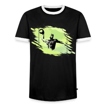 Water polo - water polo players throwing - Men's Ringer Shirt - black/white - Front - AI Model Female 172 light (172cm) & AI Model Male 178 light (178cm)