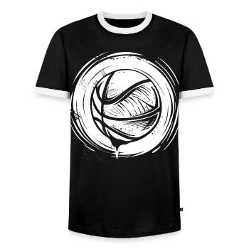 Basketball Ball Skizze - Männer Kontrast-T-Shirt - Schwarz/Weiß - Vorne - AI Model Female 172 light (172cm) & AI Model Male 178 light (178cm)