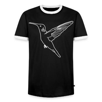 Hummingbird lineart - Men's Ringer Shirt - black/white - Front - AI Model Female 172 light (172cm) & AI Model Male 178 light (178cm)