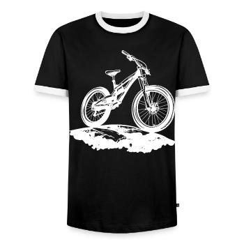 Vététiste - T-shirt contrasté Homme - noir/blanc - Devant - AI Model Female 172 light (172cm) & AI Model Male 178 light (178cm)
