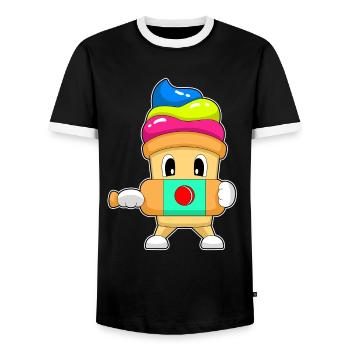 Cupcake Cricket Cricketschläger - Männer Kontrast-T-Shirt - Schwarz/Weiß - Vorne - AI Model Female 172 light (172cm) & AI Model Male 178 light (178cm)