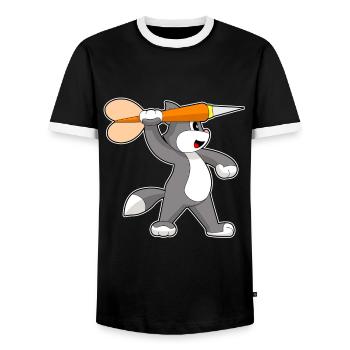 Katze Dart Dartpfeil - Männer Kontrast-T-Shirt - Schwarz/Weiß - Vorne - AI Model Female 172 light (172cm) & AI Model Male 178 light (178cm)