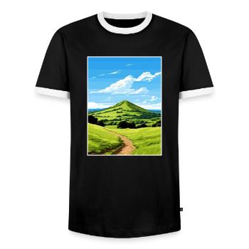 Malvern Hills Aonb Affiche de voyage Souvenir Peinture WP - T-shirt contrasté Homme - noir/blanc - Devant - AI Model Female 172 light (172cm) & AI Model Male 178 light (178cm)