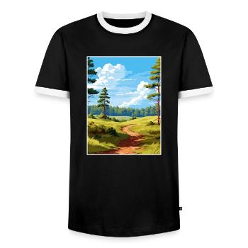 Cannock Chase Aonb Affiche de voyage Souvenir Peinture WP - T-shirt contrasté Homme - noir/blanc - Devant - AI Model Female 172 light (172cm) & AI Model Male 178 light (178cm)