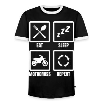 Manger dormir Motocross Répéter - T-shirt contrasté Homme - noir/blanc - Devant - AI Model Female 172 light (172cm) & AI Model Male 178 light (178cm)