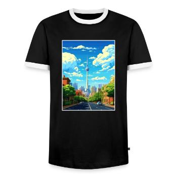 Johannesburg Afrique du Sud Affiche de voyage souvenir - T-shirt contrasté Homme - noir/blanc - Devant - AI Model Female 172 light (172cm) & AI Model Male 178 light (178cm)