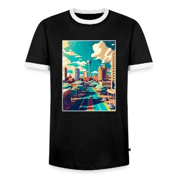Johannesburg Afrique du Sud Affiche de voyage souvenir - T-shirt contrasté Homme - noir/blanc - Devant - AI Model Female 172 light (172cm) & AI Model Male 178 light (178cm)