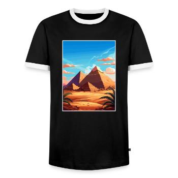 Kairo Ägypten Große Pyramiden Von Gizeh Reiseposter - Männer Kontrast-T-Shirt - Schwarz/Weiß - Vorne - AI Model Female 172 light (172cm) & AI Model Male 178 light (178cm)