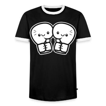 Lustige Boxhandschuhe - Männer Kontrast-T-Shirt - Schwarz/Weiß - Vorne - AI Model Female 172 light (172cm) & AI Model Male 178 light (178cm)