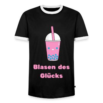Blasen des Glücks - Männer Kontrast-T-Shirt - Schwarz/Weiß - Vorne - AI Model Female 172 light (172cm) & AI Model Male 178 light (178cm)