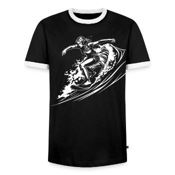 Surfeuse - T-shirt contrasté Homme - noir/blanc - Devant - AI Model Female 172 light (172cm) & AI Model Male 178 light (178cm)