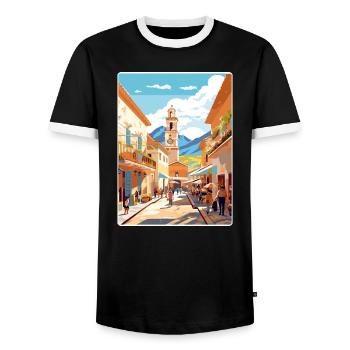 Salta Argentina Travel Poster Souvenir Paint WPA - Men's Ringer Shirt - black/white - Front - AI Model Female 172 light (172cm) & AI Model Male 178 light (178cm)
