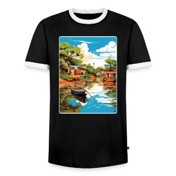 Tigre Argentina Travel Poster Souvenir Paint WPA - Men's Ringer Shirt - black/white - Front - AI Model Female 172 light (172cm) & AI Model Male 178 light (178cm)