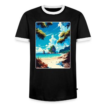 Koh Lant Thailand Thai Reise Poster Souvenir WPA - Männer Kontrast-T-Shirt - Schwarz/Weiß - Vorne - AI Model Female 172 light (172cm) & AI Model Male 178 light (178cm)