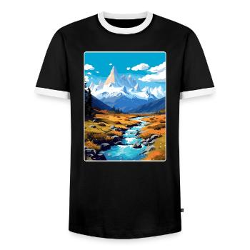 El Chalten Reiseposter Souvenir Postkarte Farbe - Männer Kontrast-T-Shirt - Schwarz/Weiß - Vorne - AI Model Female 172 light (172cm) & AI Model Male 178 light (178cm)