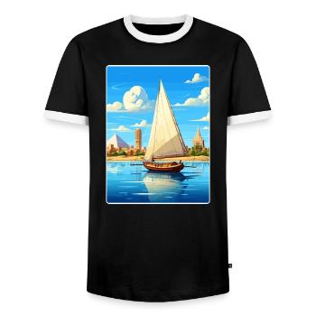 Kairo Ägypten Große Pyramiden Von Gizeh Reiseposter - Männer Kontrast-T-Shirt - Schwarz/Weiß - Vorne - AI Model Female 172 light (172cm) & AI Model Male 178 light (178cm)