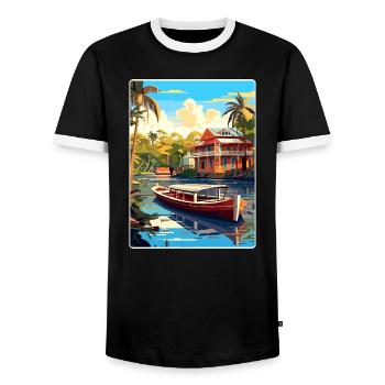 Tigre Argentina Travel Poster Souvenir Paint WPA - Men's Ringer Shirt - black/white - Front - AI Model Female 172 light (172cm) & AI Model Male 178 light (178cm)