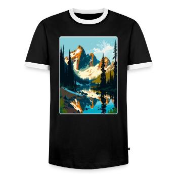 North Cascades National Park Reiseposterkarte - Männer Kontrast-T-Shirt - Schwarz/Weiß - Vorne - AI Model Female 172 light (172cm) & AI Model Male 178 light (178cm)